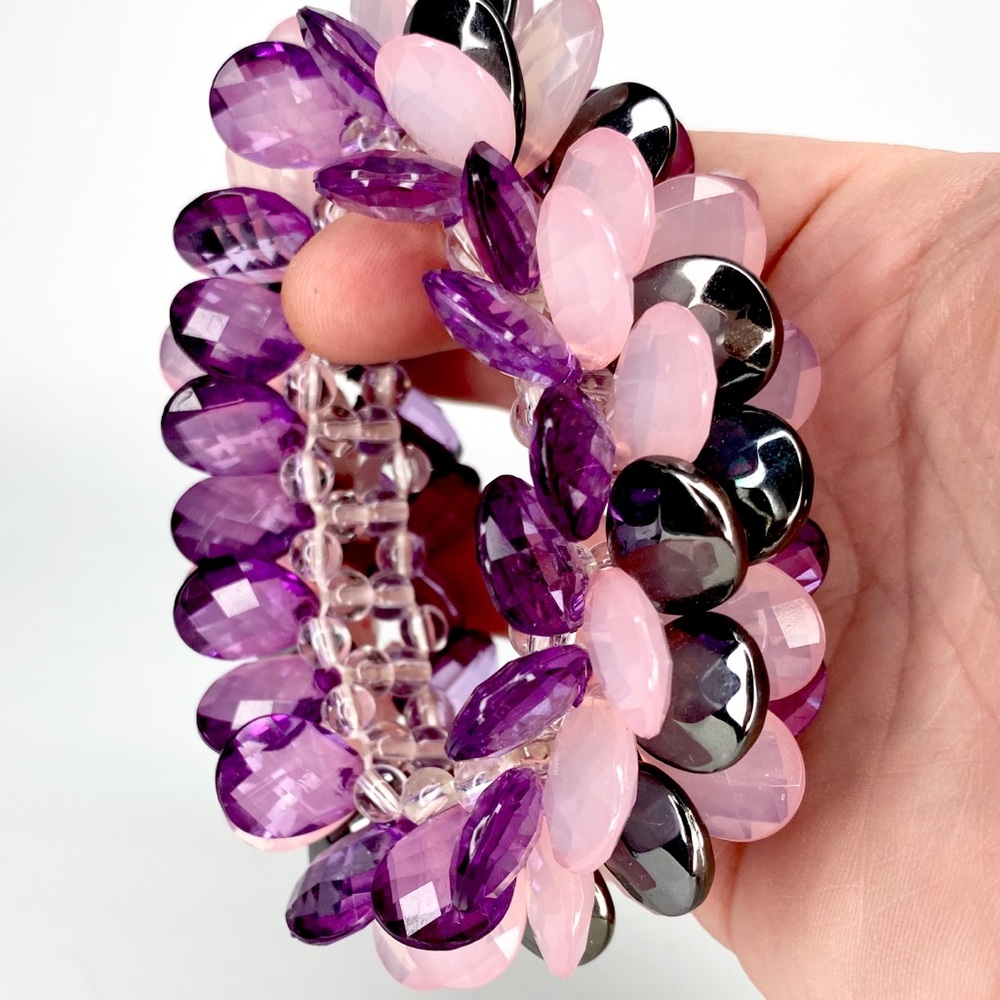 Purple & Pink Glam Statement Stretch Bracelet
